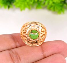 Handmade Copper Turquoise Gemstone Ring in Brass Designer Jewelry